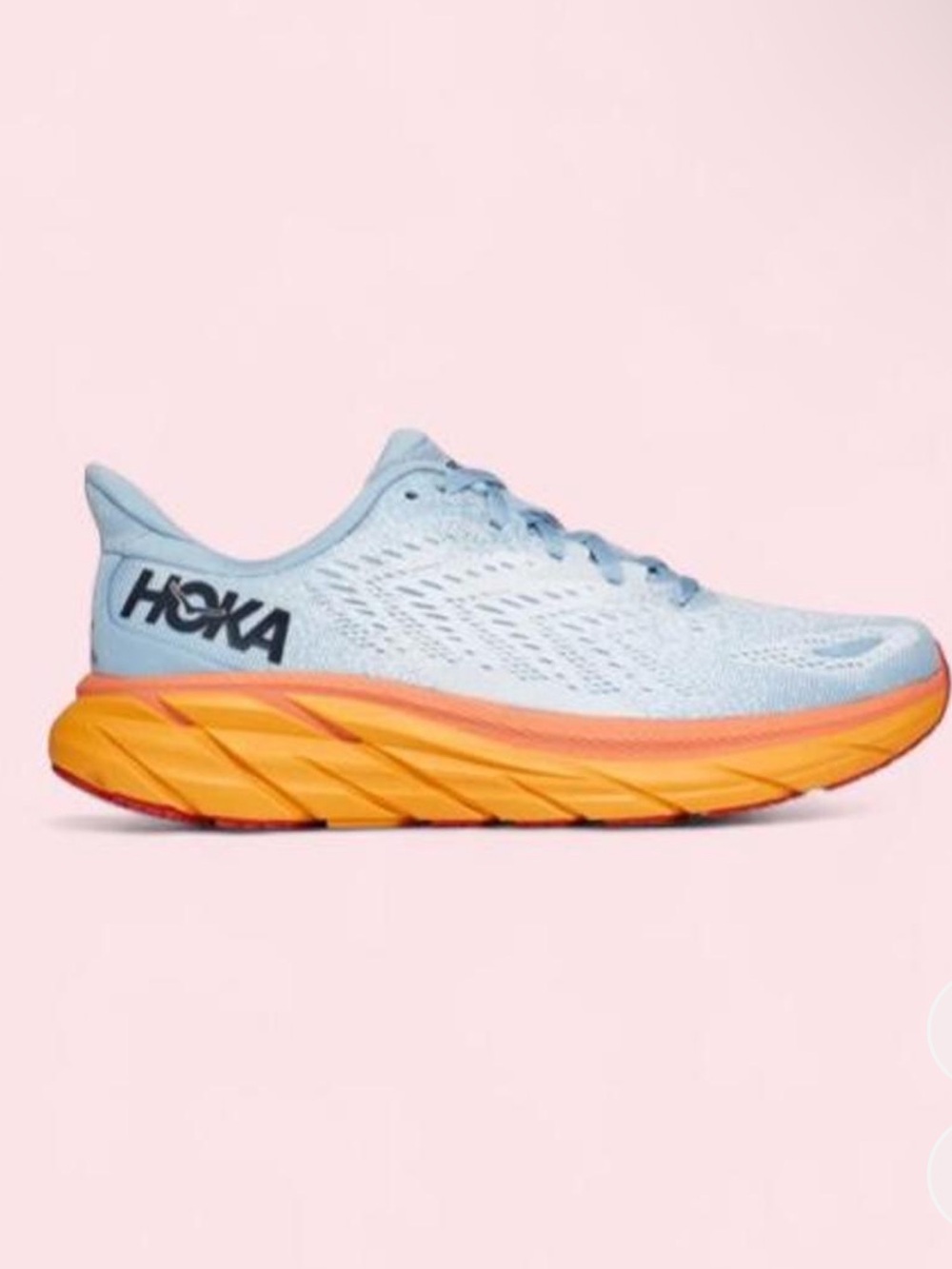 Hoka Clifton Women's Light Blue & Orange Gradient Running Shoe! New in box! 9.5